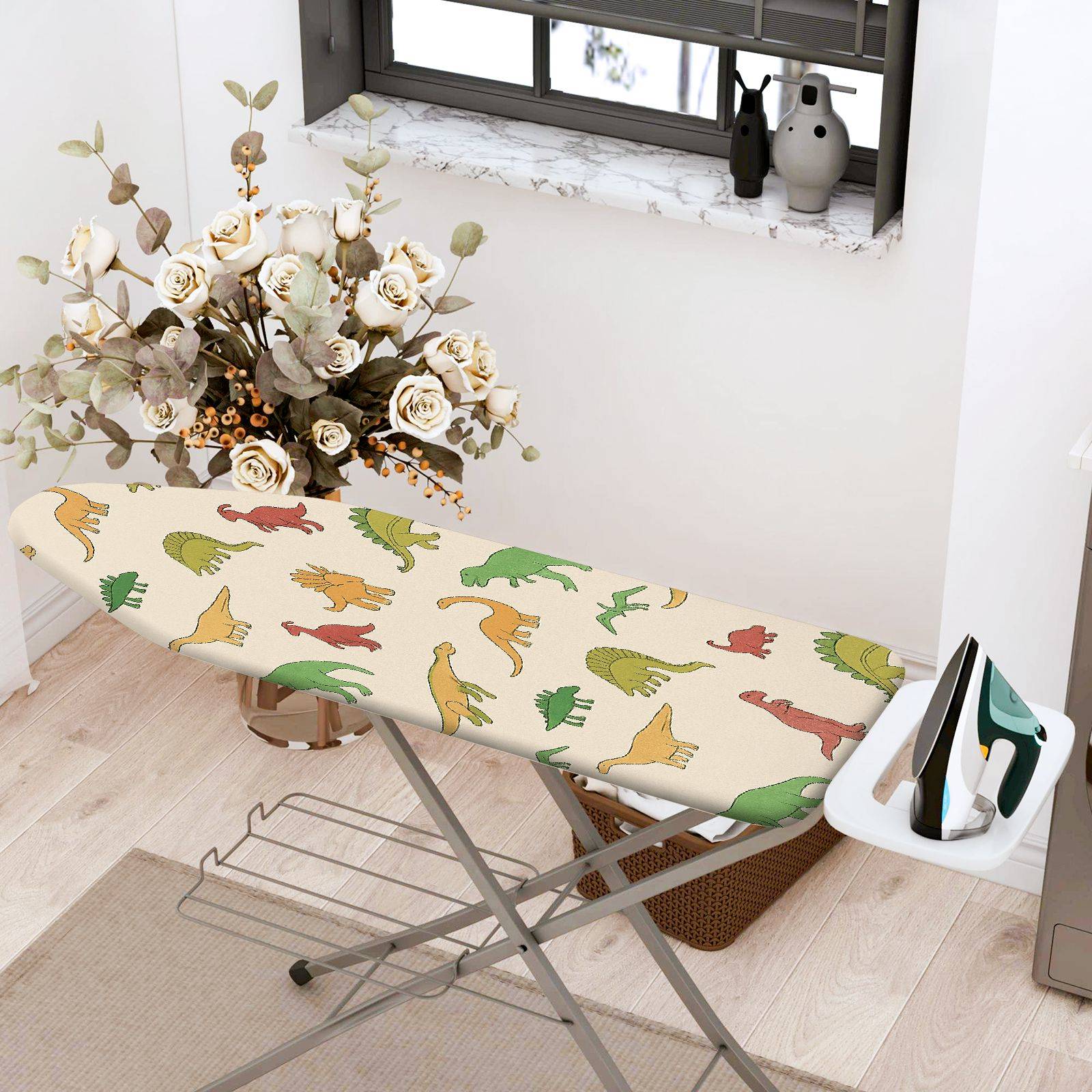 1-Piece Dinosaurs Colorful Fun  Ironing Board Cover, Universal Size, Without Board
