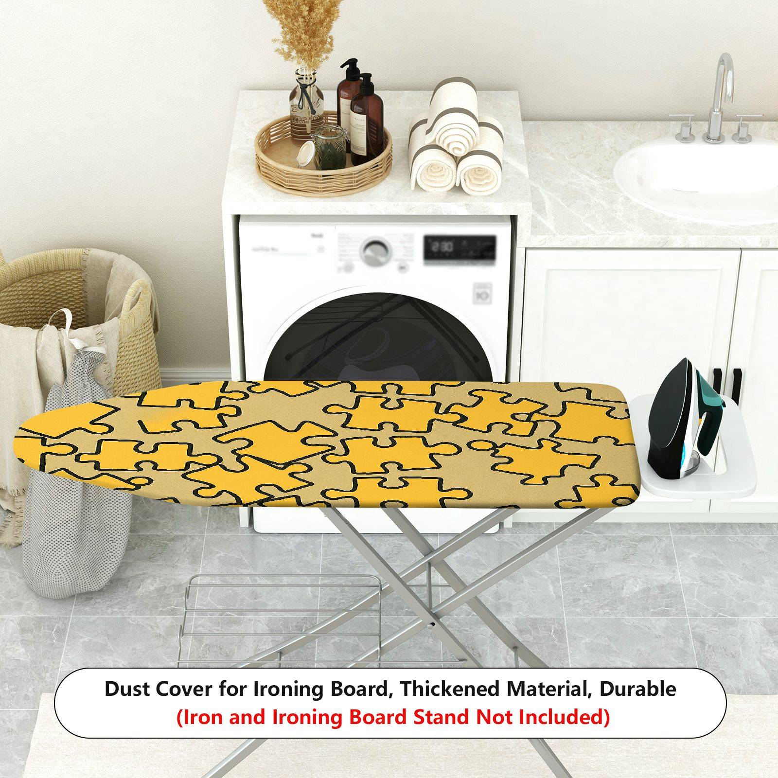 1-Piece Puzzle Yellow Fun  Ironing Board Cover, Universal Size, Without Board