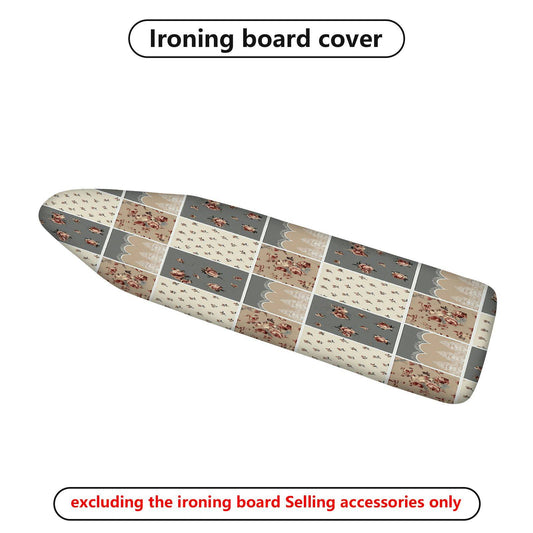 1-Piece Floral Patchwork Beige Grey  Ironing Board Cover, Universal Size, Without Board