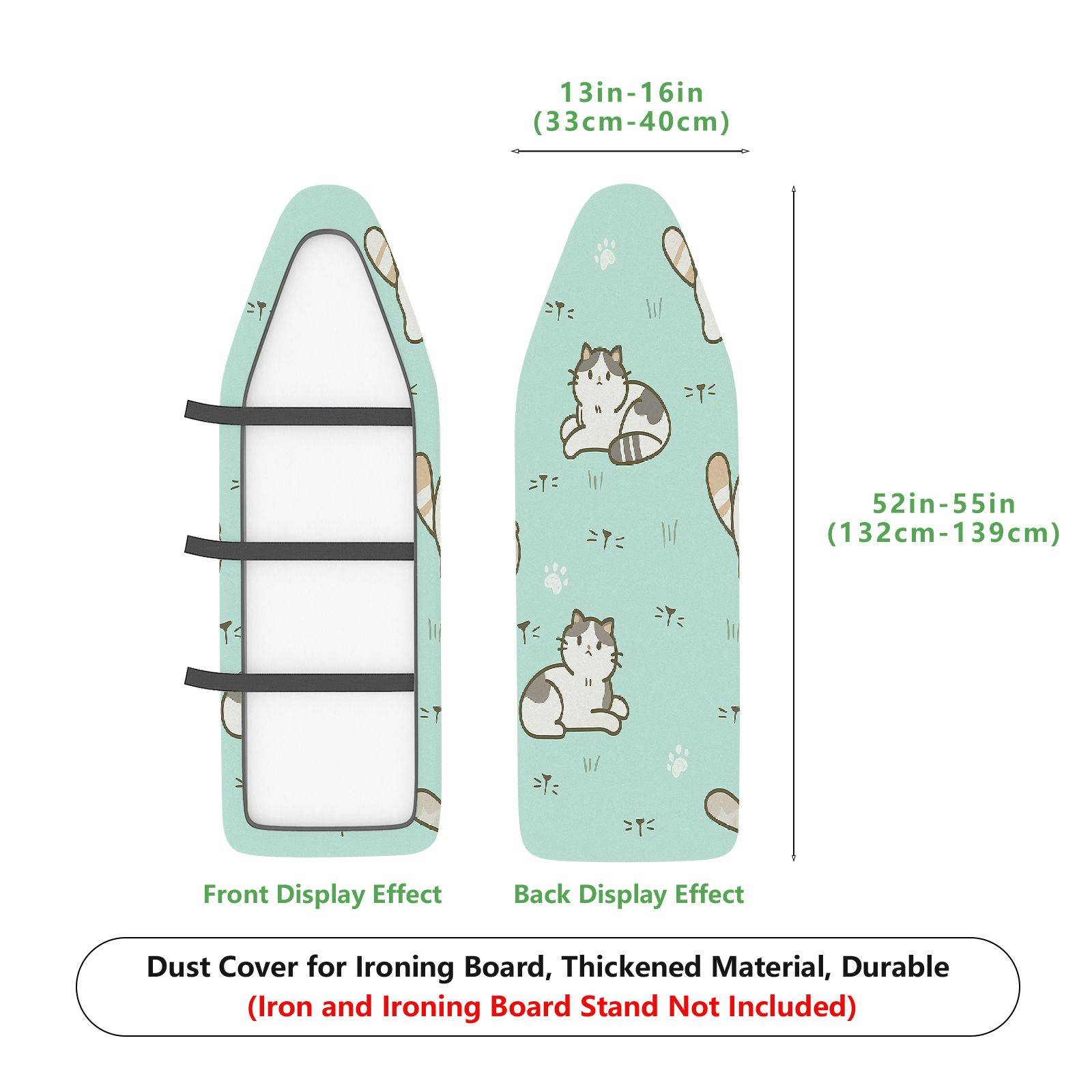 1-Piece Cat Paw Print Cute Green  Ironing Board Cover, Universal Size, Without Board
