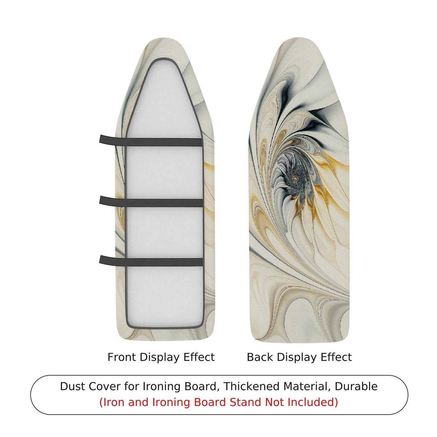 1-Piece Abstract Swirl Pattern Beige Black  Ironing Board Cover, Universal Size, Without Board