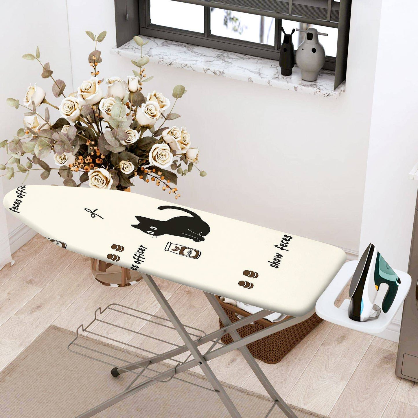 1-Piece Cat Print Fun Playful  Ironing Board Cover, Universal Size, Without Board