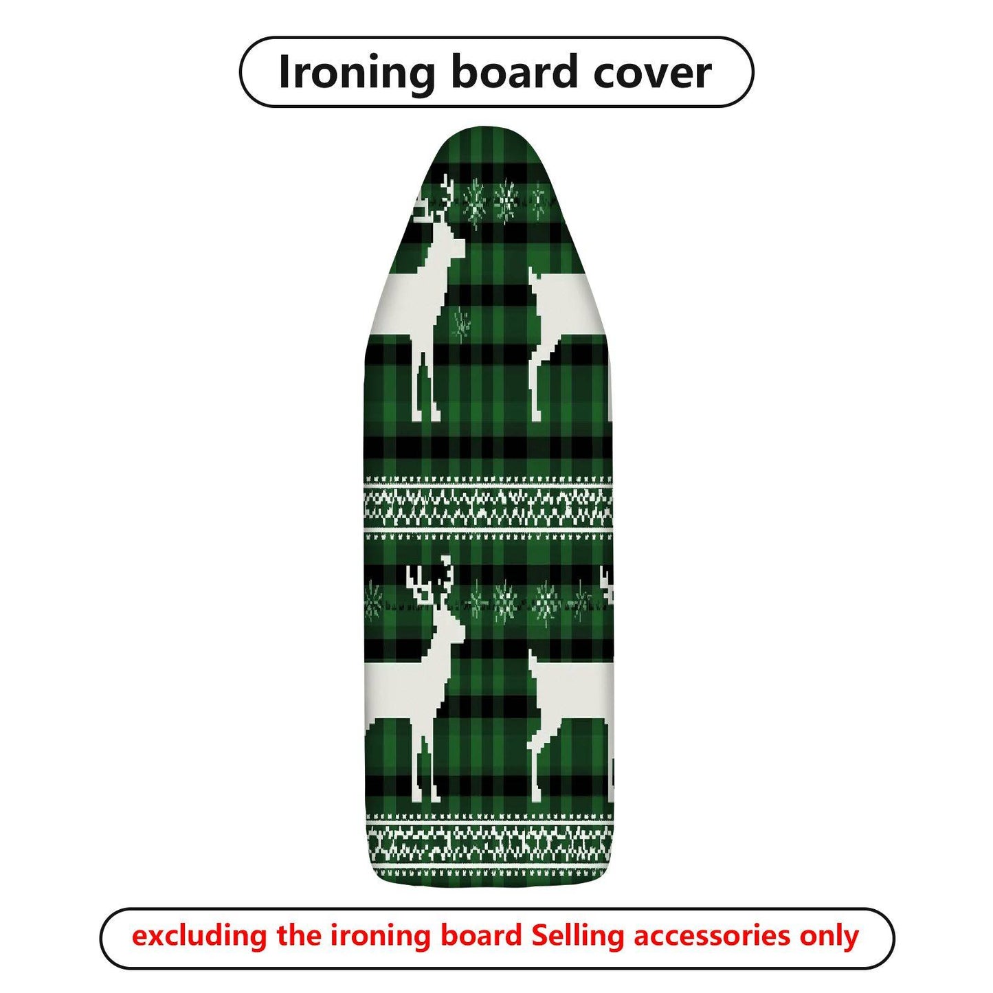 1-Piece Reindeer Plaid Green  Ironing Board Cover, Universal Size, Without Board