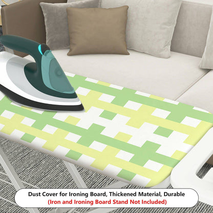 1-Piece Plaid Pattern Green Yellow Checks  Ironing Board Cover, Universal Size, Without Board