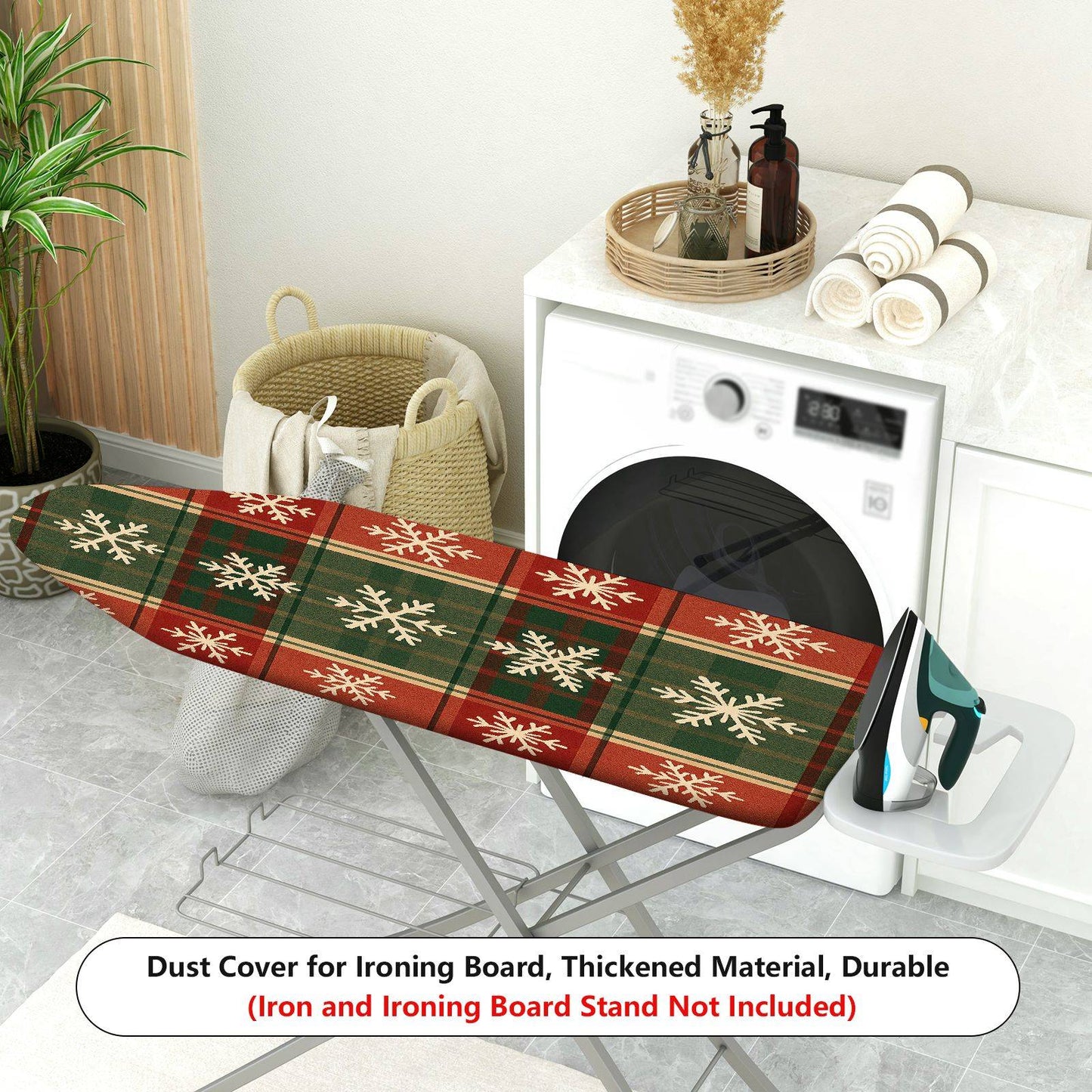 1-Piece Snowflake Plaid Christmas  Ironing Board Cover, Universal Size, Without Board