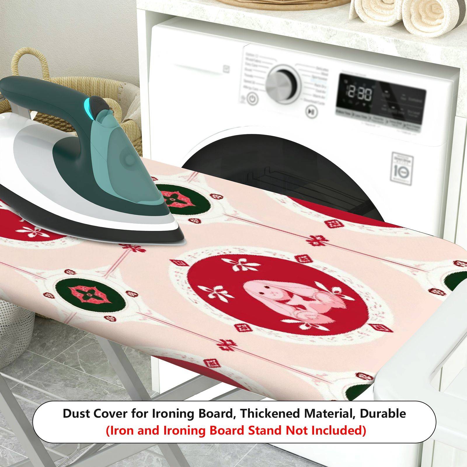 1-Piece Christmas Red Green Pattern  Ironing Board Cover, Universal Size, Without Board