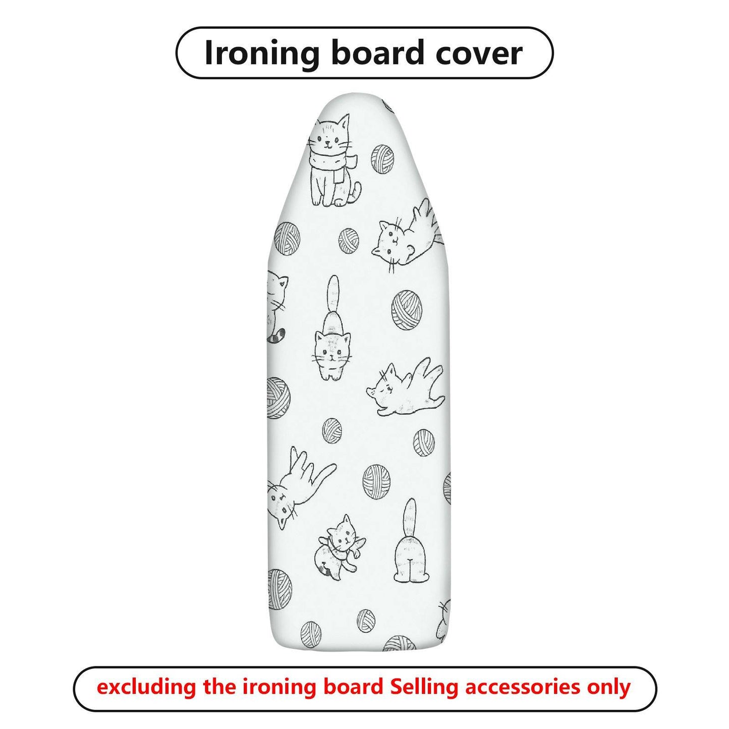 1-Piece Cat Yarn Fun  Ironing Board Cover, Universal Size, Without Board