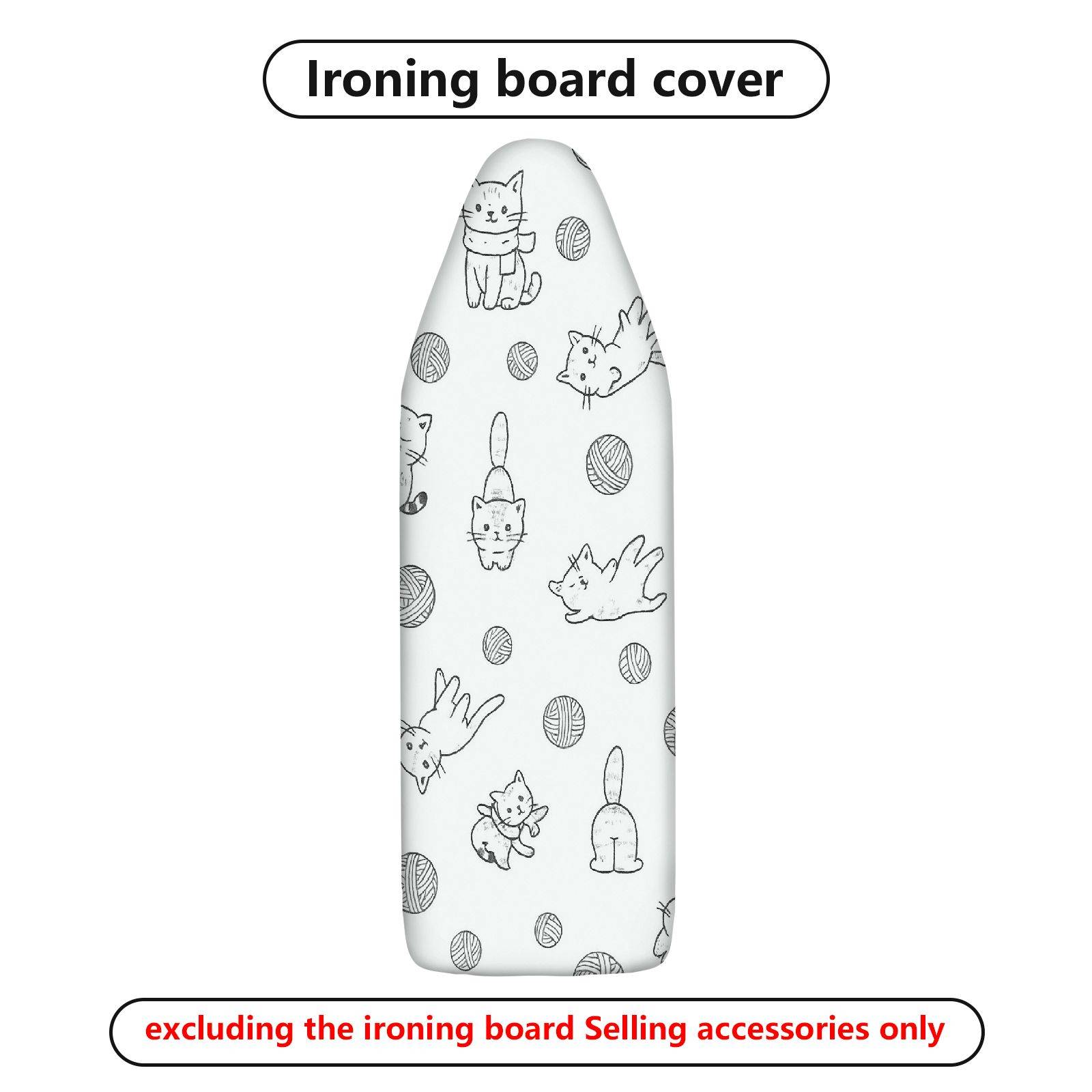 1-Piece Cat Yarn Fun  Ironing Board Cover, Universal Size, Without Board