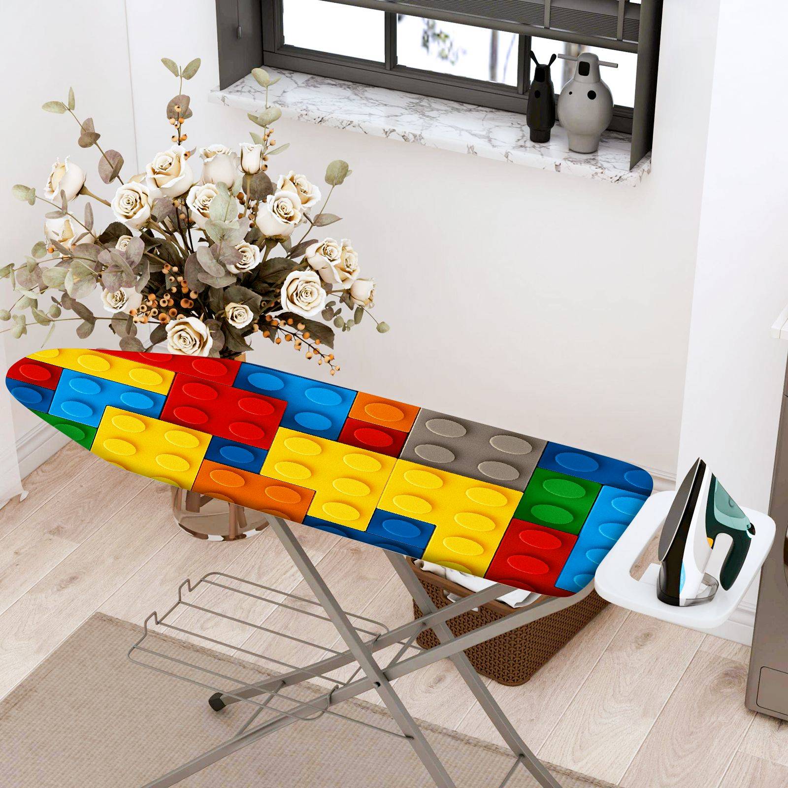 1-Piece Colorful Block Print Fun Creative  Ironing Board Cover, Universal Size, Without Board