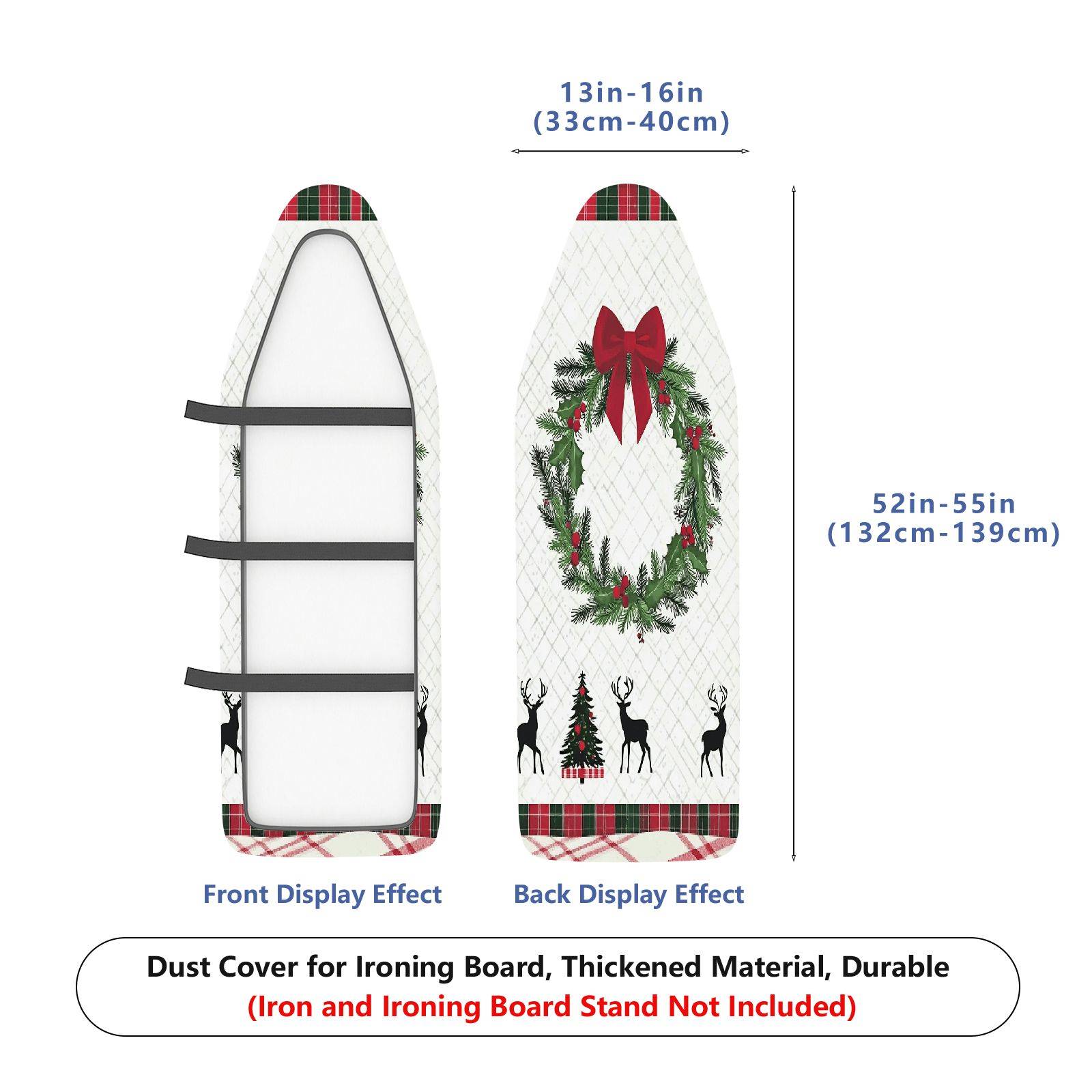 1-Piece Christmas Red Bow Deer  Ironing Board Cover, Universal Size, Without Board