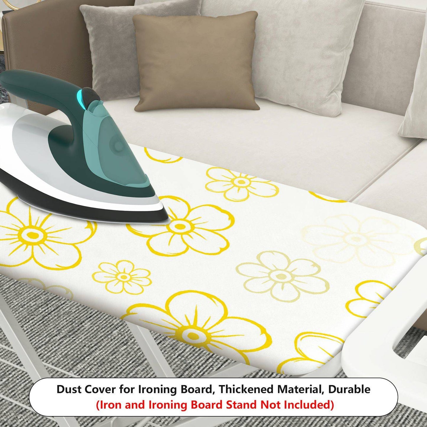 1-Piece Yellow Floral Pattern Decorative  Ironing Board Cover, Universal Size, Without Board