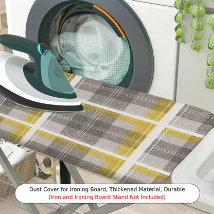 1-Piece Plaid Yellow Gray  Ironing Board Cover, Universal Size, Without Board