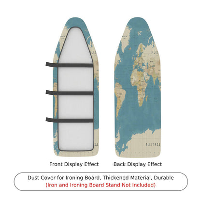 1-Piece World Map Blue Beige  Ironing Board Cover, Universal Size, Without Board
