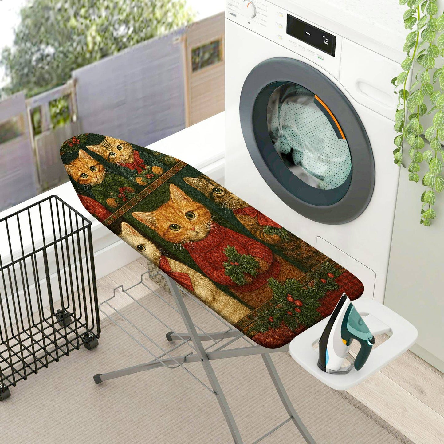 1-Piece Christmas Cat Vintage  Ironing Board Cover, Universal Size, Without Board