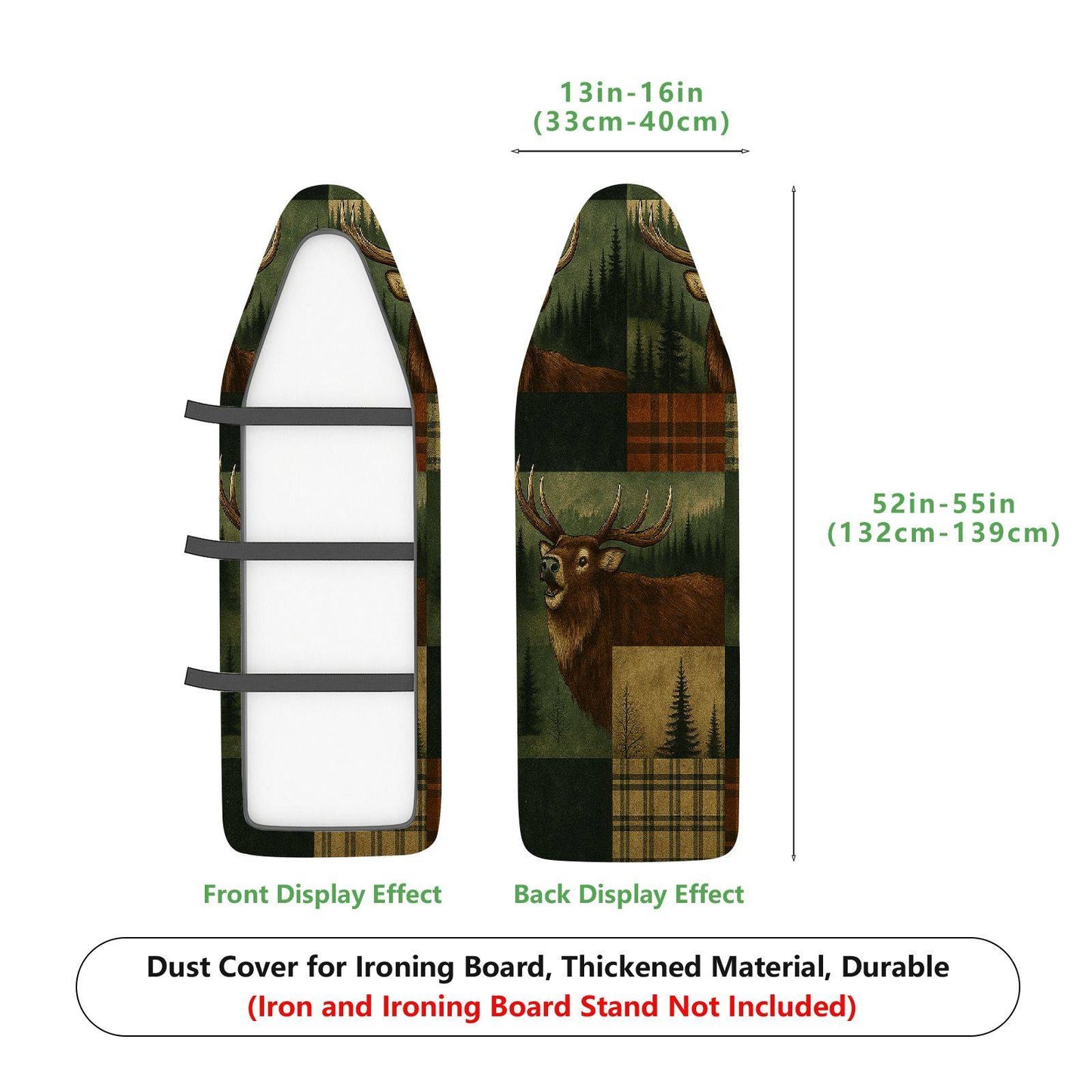 1-Piece Deer Plaid Forest  Ironing Board Cover, Universal Size, Without Board