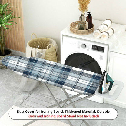 1-Piece Plaid Pattern Blue White  Ironing Board Cover, Universal Size, Without Board
