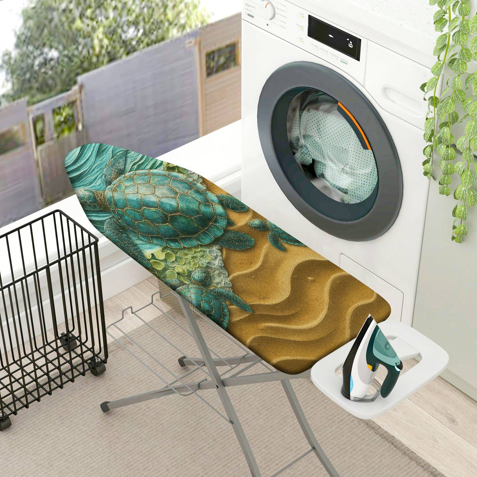1-Piece Sea Turtle Ocean Beach  Ironing Board Cover, Universal Size, Without Board