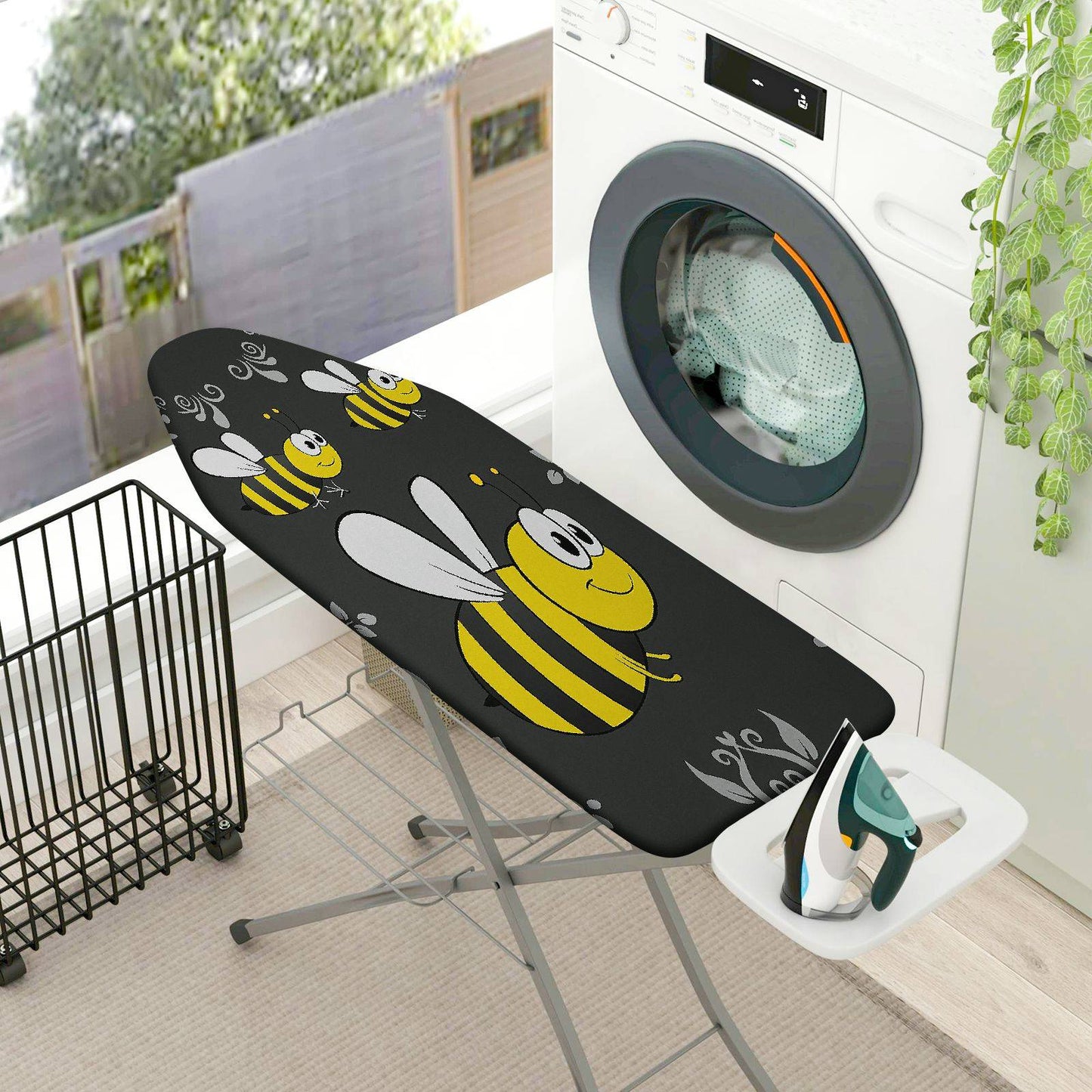 1-Piece Cute Bee  Black  Ironing Board Cover, Universal Size, Without Board
