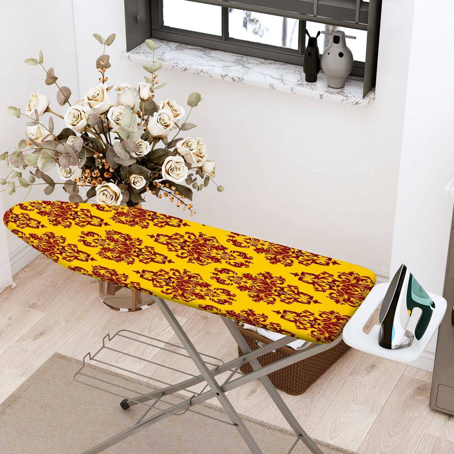 1-Piece Yellow Red Pattern Decorative Classic  Ironing Board Cover, Universal Size, Without Board