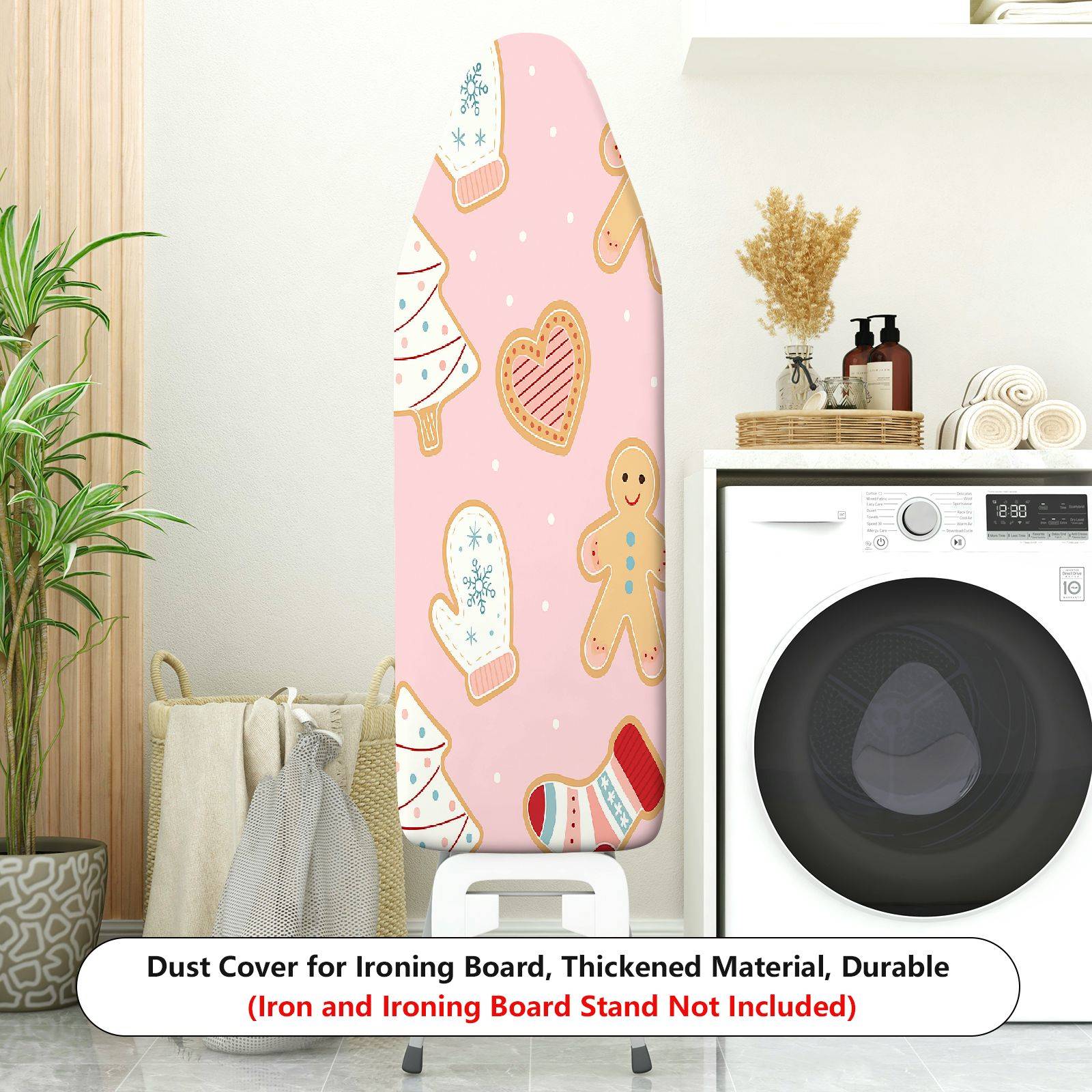 1-Piece Christmas Gingerbread Heart  Ironing Board Cover, Universal Size, Without Board