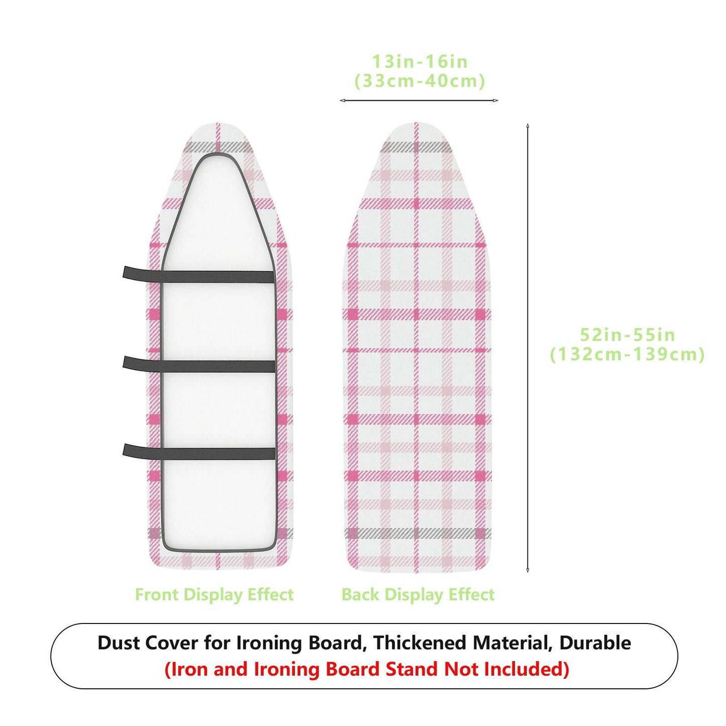 1-Piece Plaid Pink White Stylish  Ironing Board Cover, Universal Size, Without Board