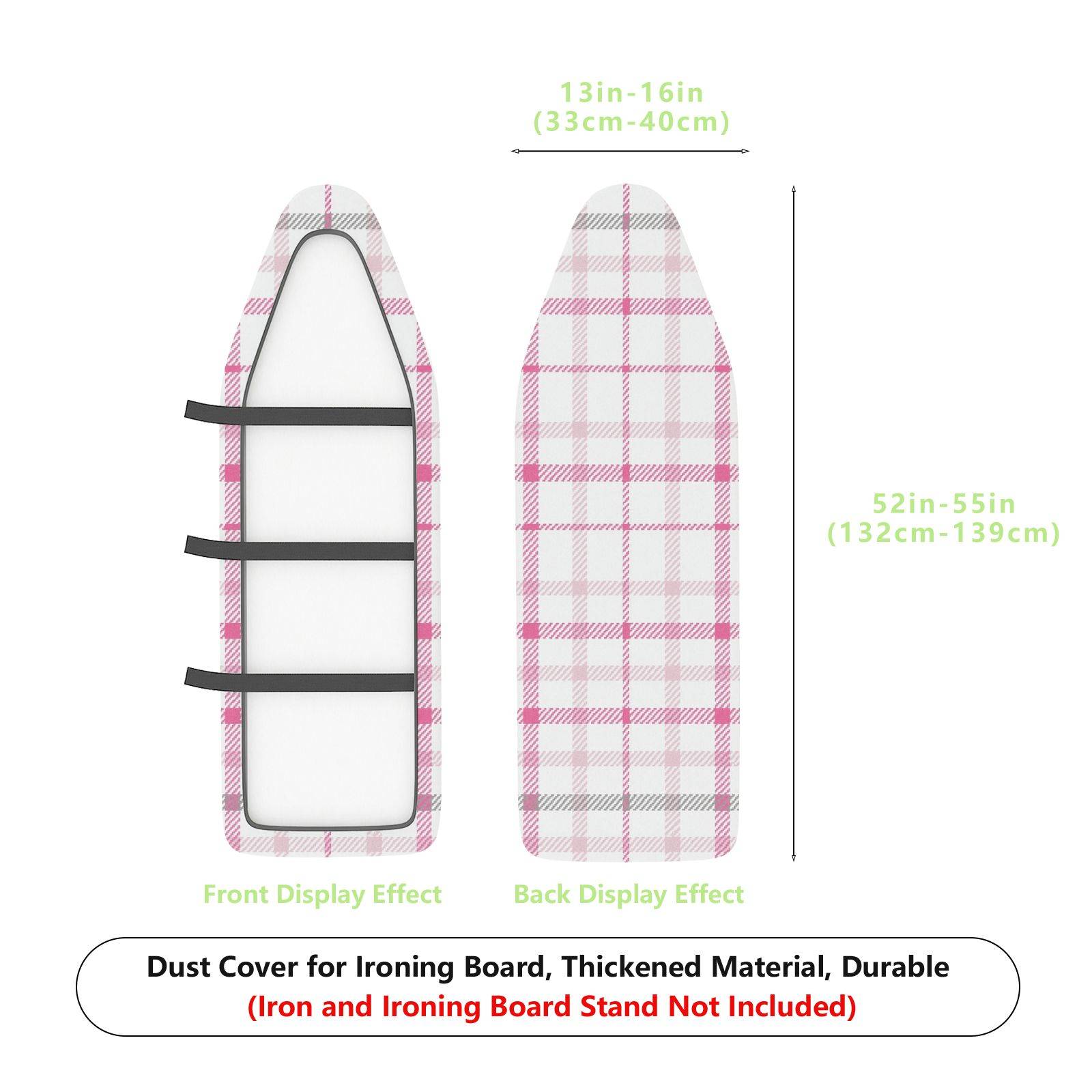 1-Piece Plaid Pink White Stylish  Ironing Board Cover, Universal Size, Without Board