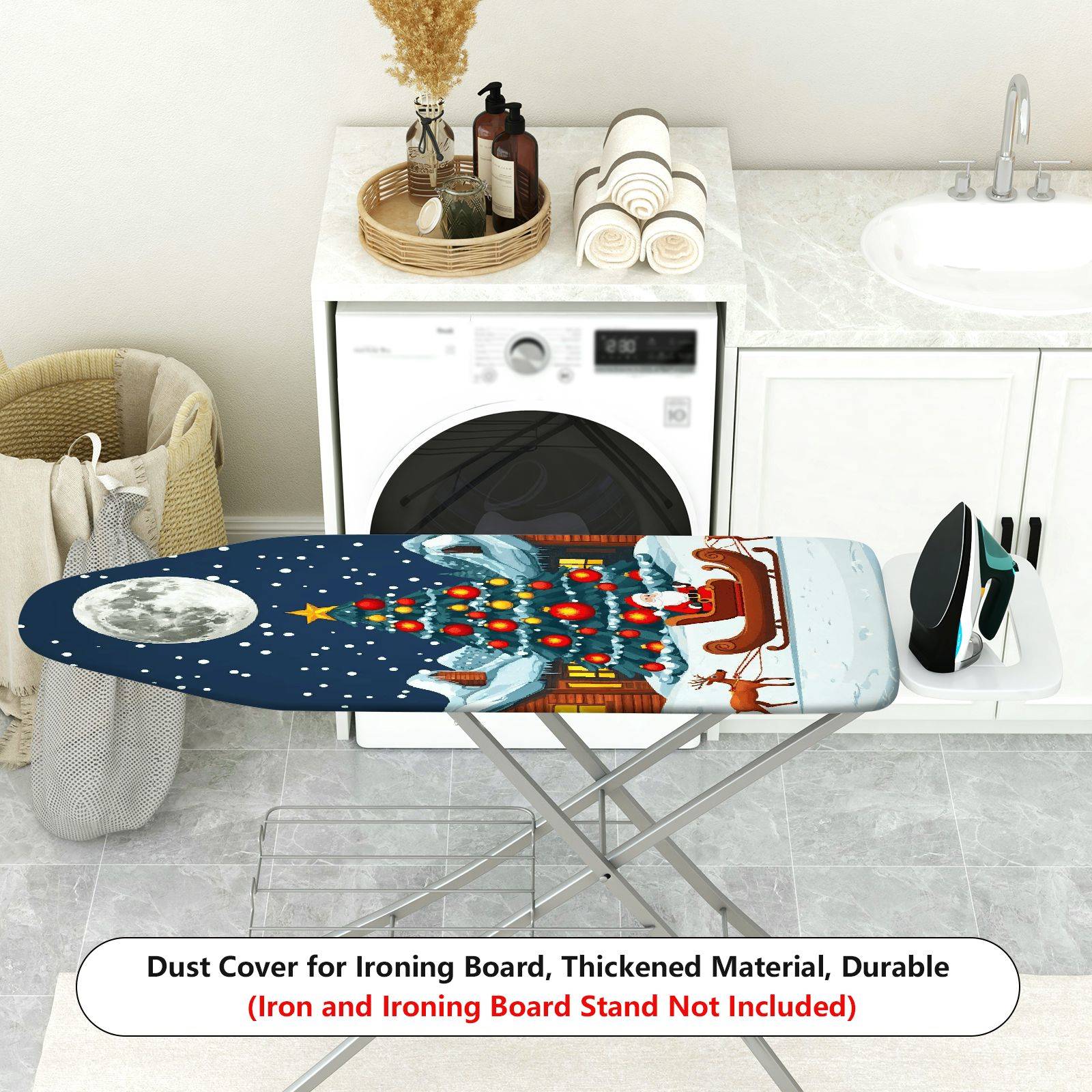 1-Piece Christmas Santa Moon  Ironing Board Cover, Universal Size, Without Board