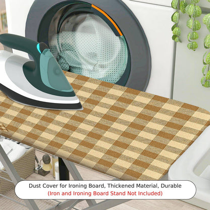 1-Piece Gingham Pattern Beige Checkered  Ironing Board Cover, Universal Size, Without Board