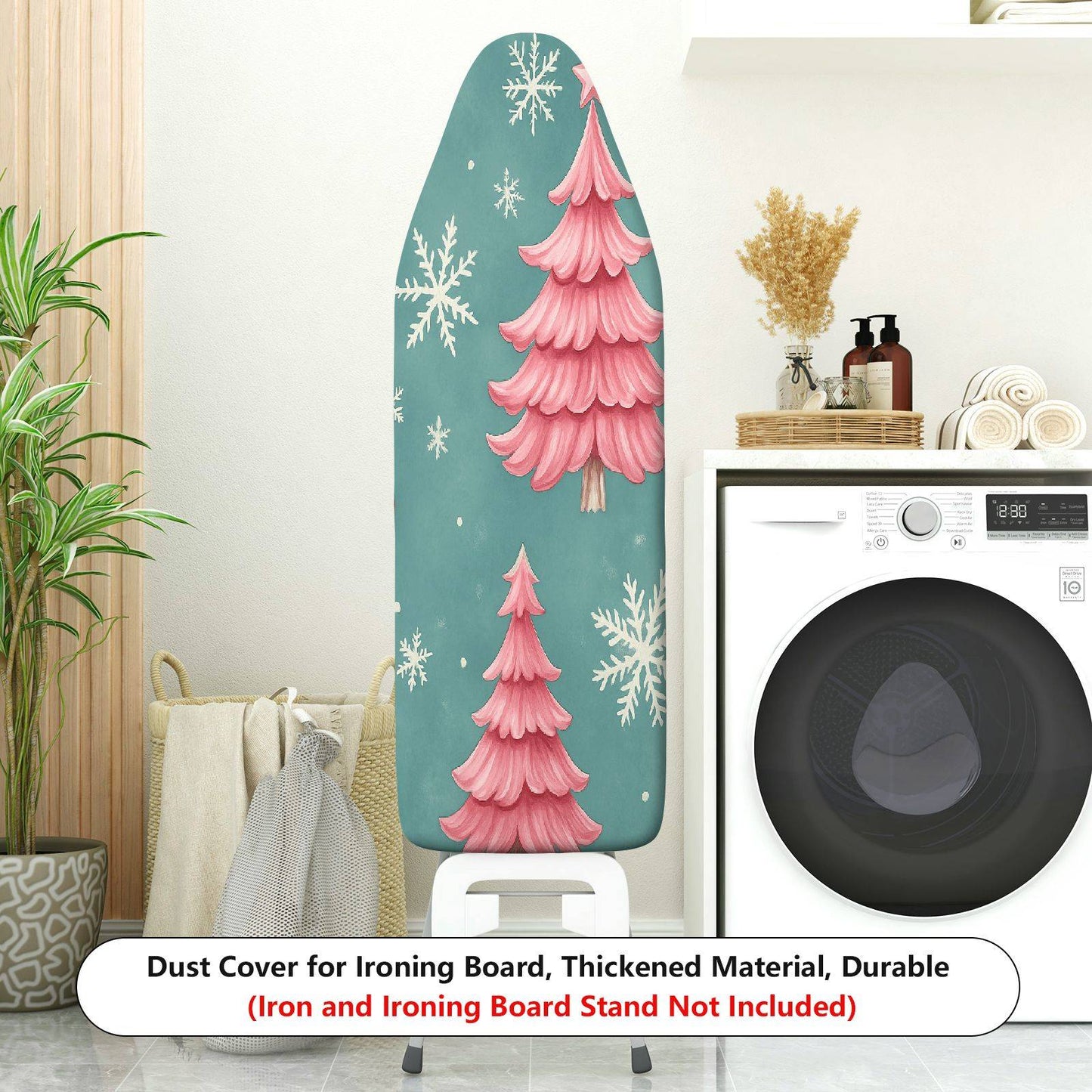 1-Piece Christmas Snowflakes Pink Trees  Ironing Board Cover, Universal Size, Without Board