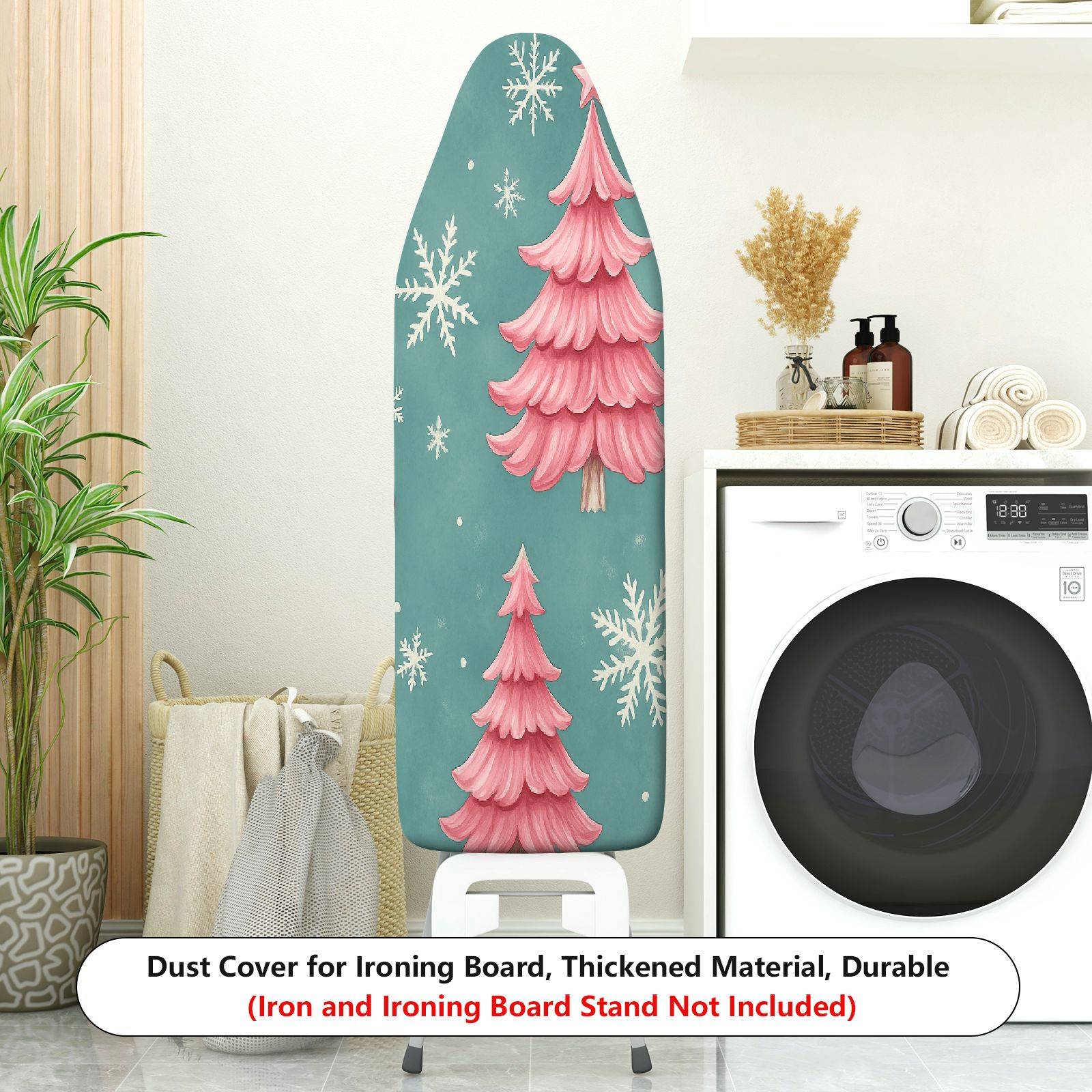 1-Piece Christmas Snowflakes Pink Trees  Ironing Board Cover, Universal Size, Without Board
