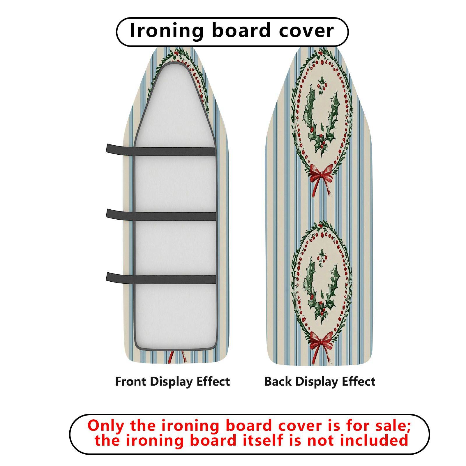 1-Piece Christmas Holly Festive  Ironing Board Cover, Universal Size, Without Board