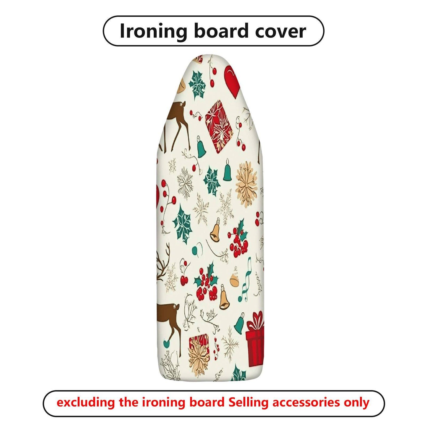 1-Piece Christmas Deer Bell  Ironing Board Cover, Universal Size, Without Board