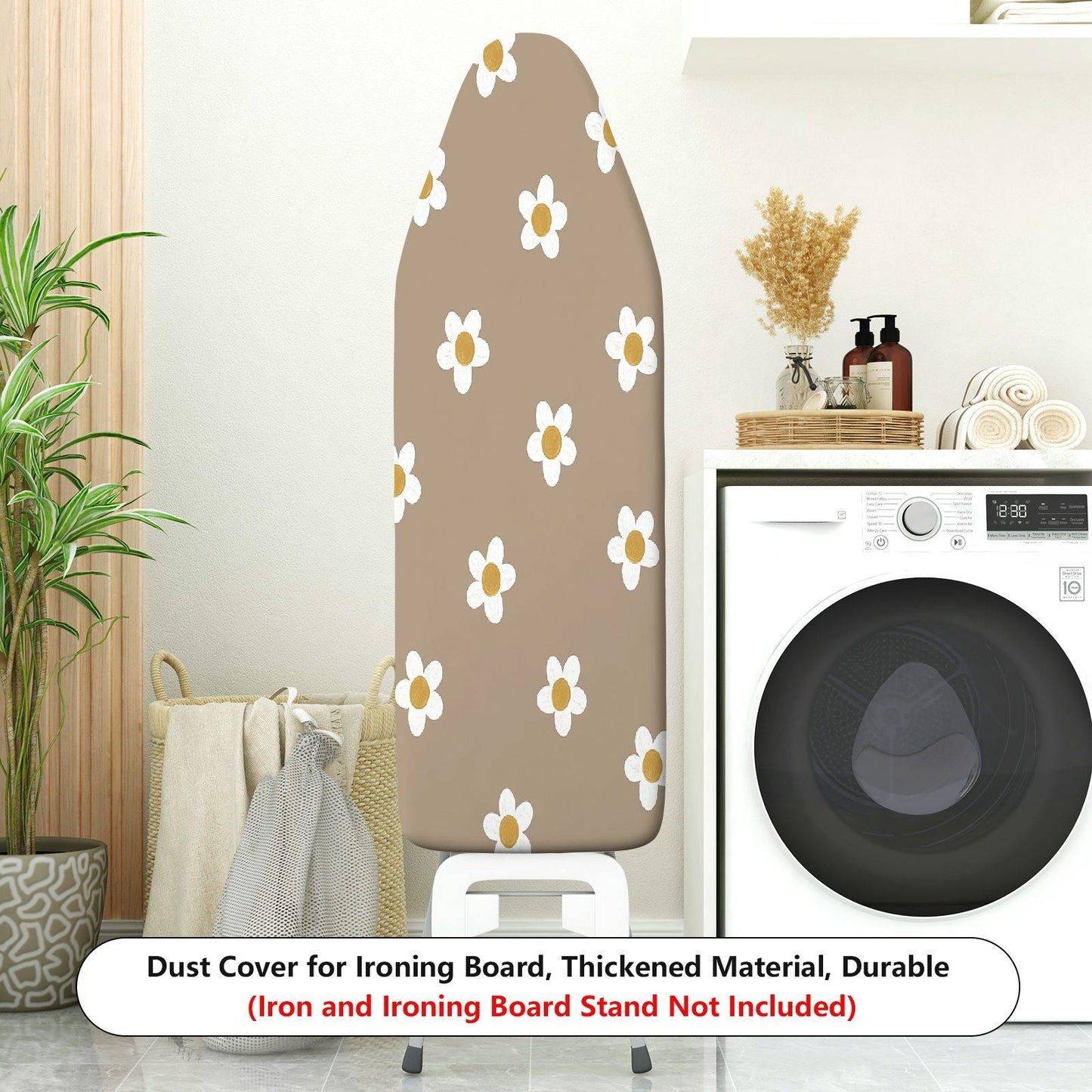 1-Piece Daisy Floral Beige  Ironing Board Cover, Universal Size, Without Board