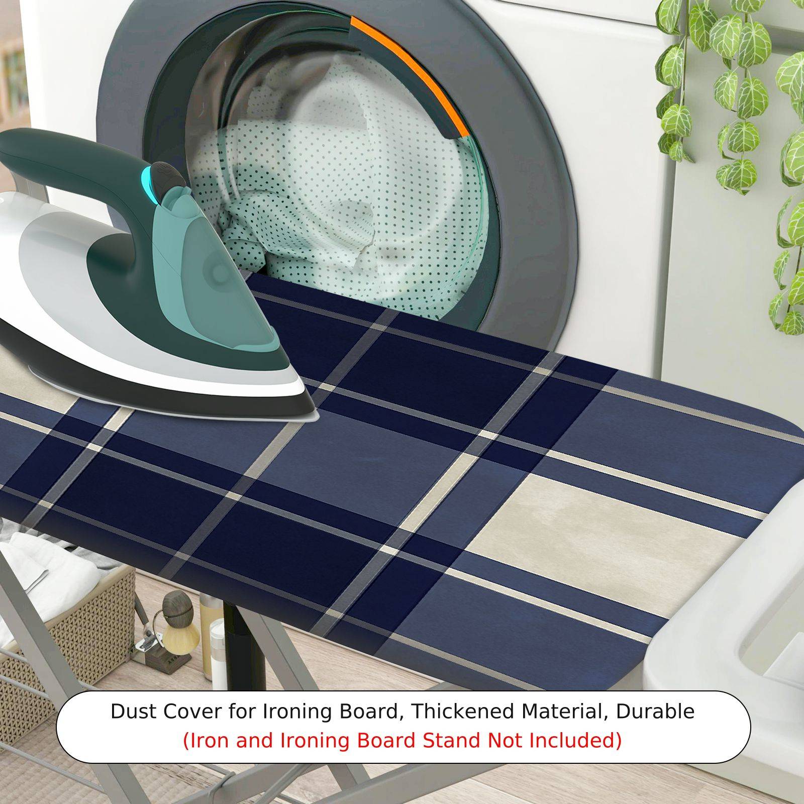 1-Piece Plaid Blue White  Ironing Board Cover, Universal Size, Without Board