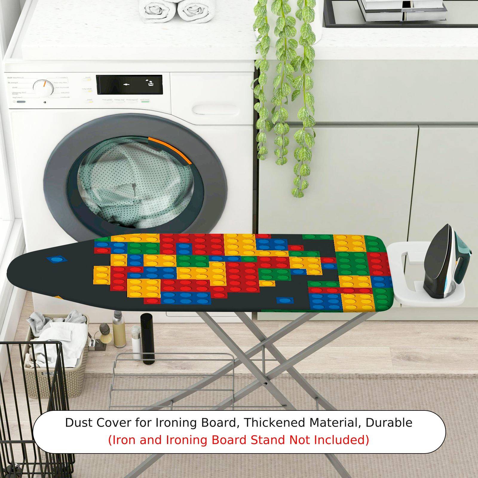 1-Piece Colorful Block Pattern Playful Fun  Ironing Board Cover, Universal Size, Without Board