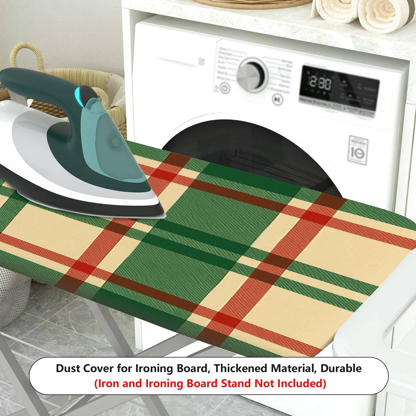 1-Piece Plaid Pattern Check Design Vintage Theme  Ironing Board Cover, Universal Size, Without Board