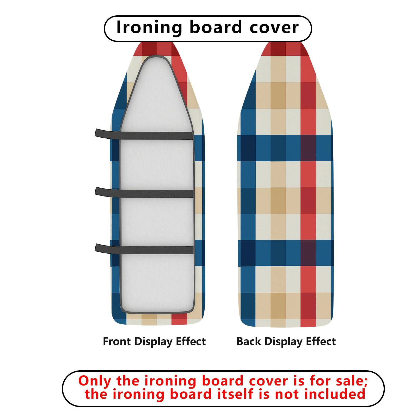 1-Piece Plaid Checkered Colorful  Ironing Board Cover, Universal Size, Without Board