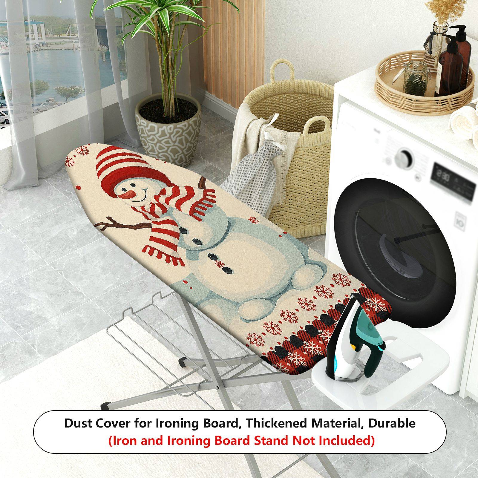1-Piece Christmas Snowman Striped theme  Ironing Board Cover, Universal Size, Without Board