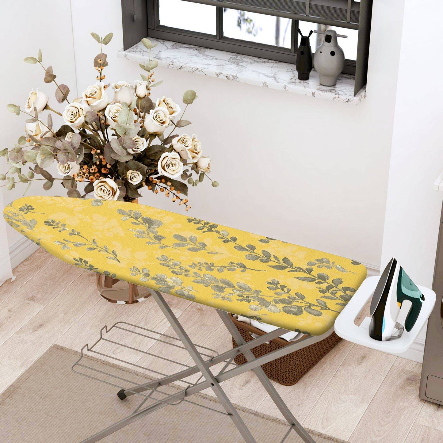 1-Piece Yellow Leaf Floral  Ironing Board Cover, Universal Size, Without Board