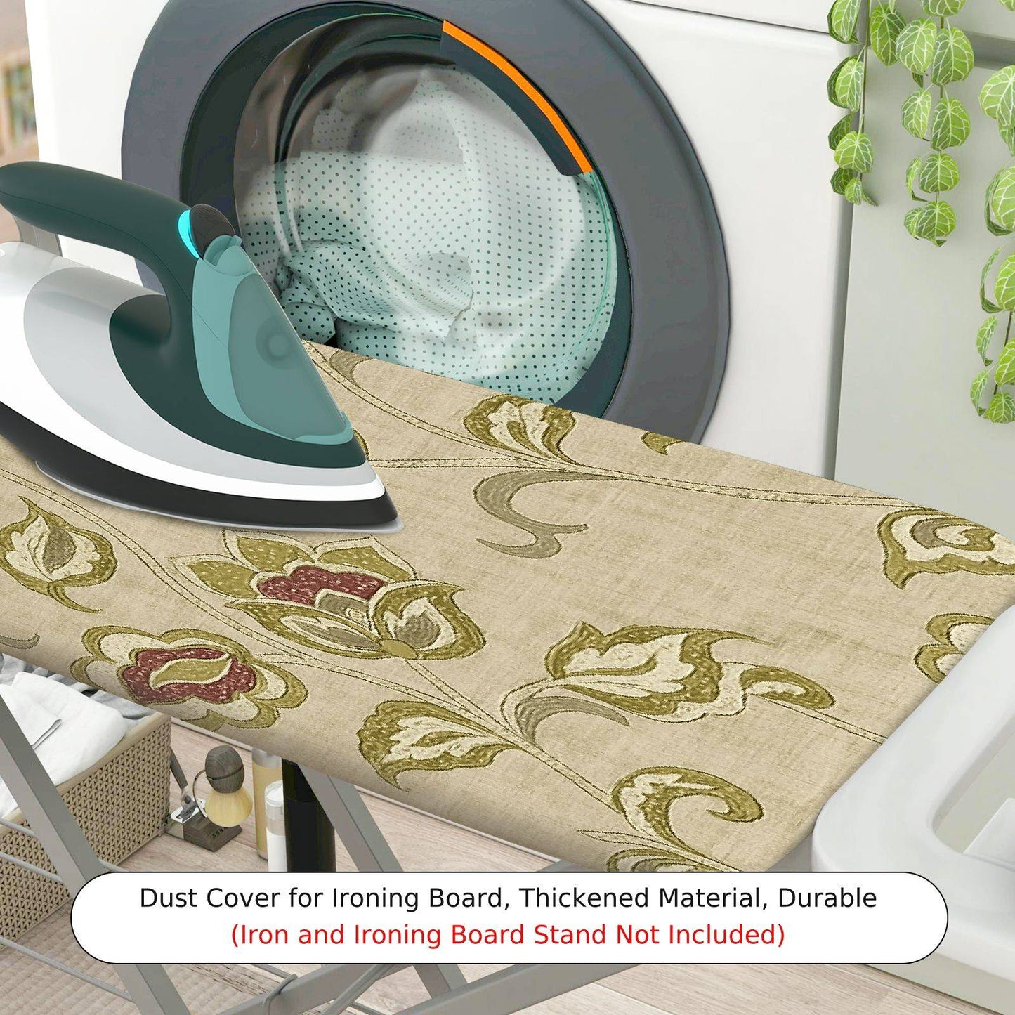 1-Piece Floral Beige Green  Ironing Board Cover, Universal Size, Without Board