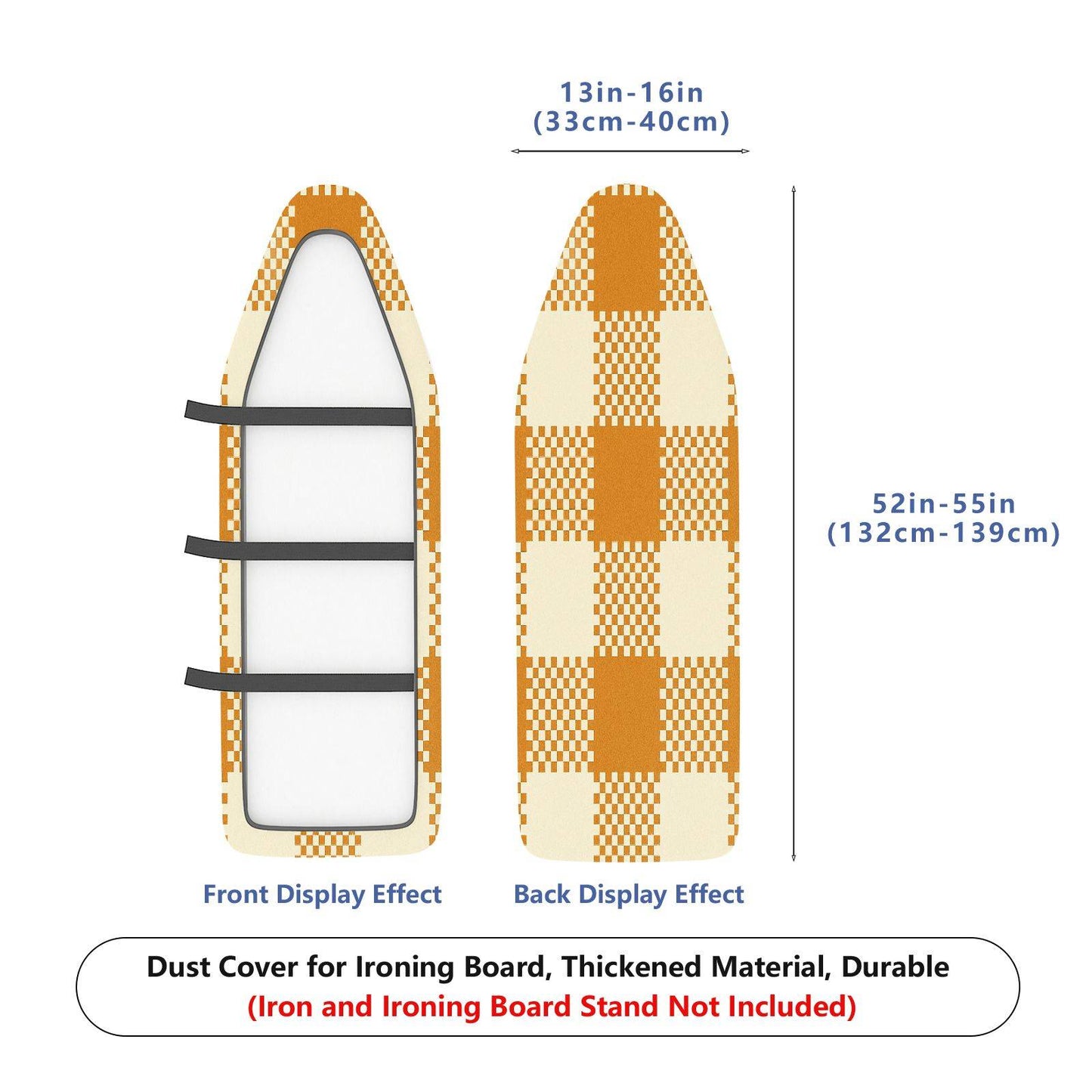 1-Piece Plaid Checker Yellow  Ironing Board Cover, Universal Size, Without Board