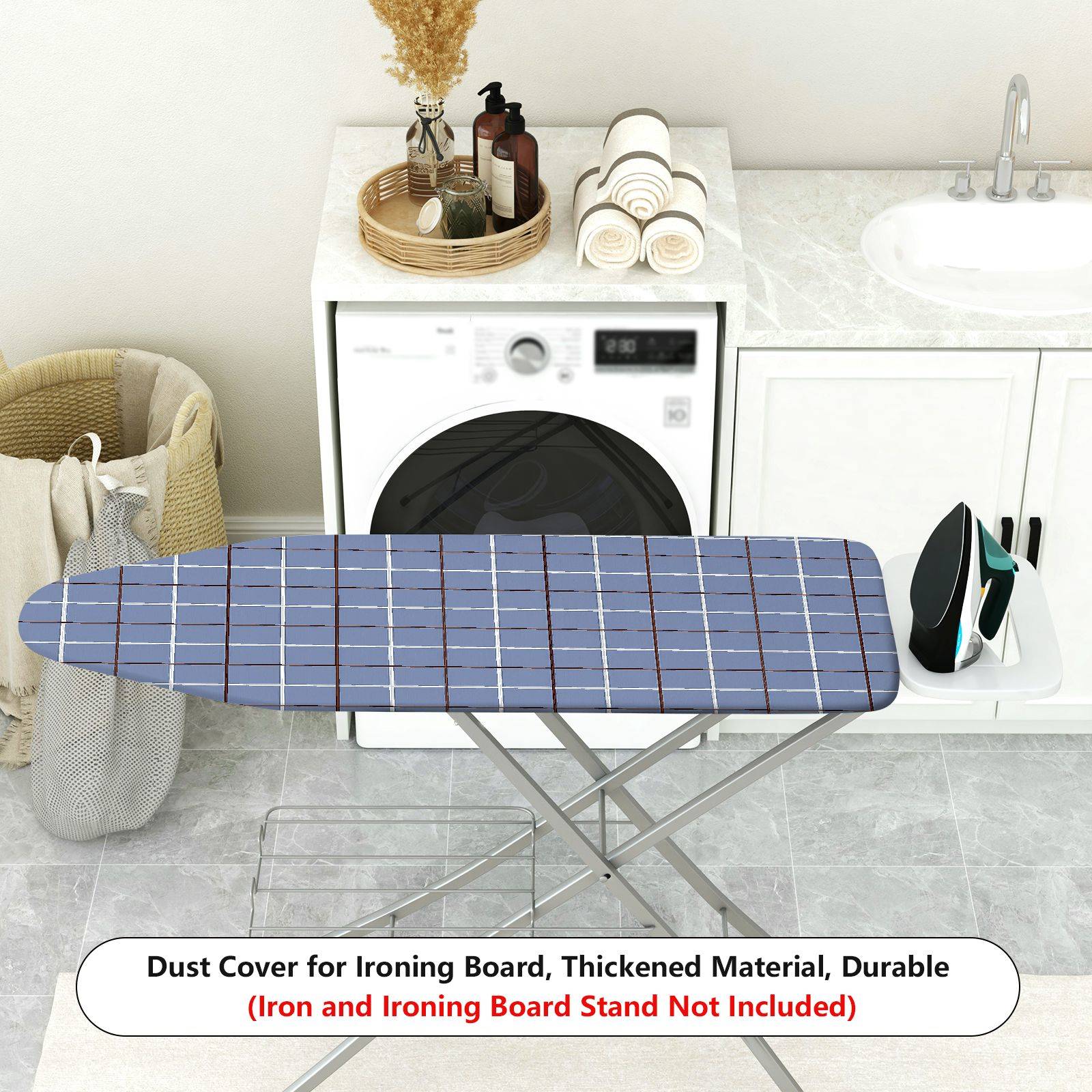 1-Piece Plaid Blue Checkered Pattern  Ironing Board Cover, Universal Size, Without Board