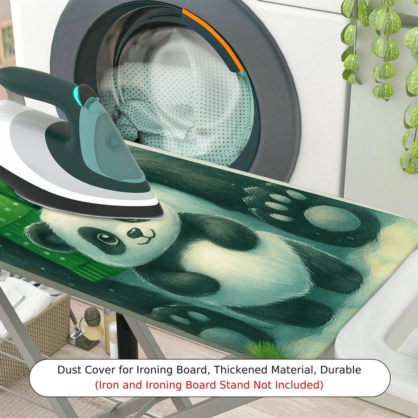 1-Piece Panda Green Cute  Ironing Board Cover, Universal Size, Without Board