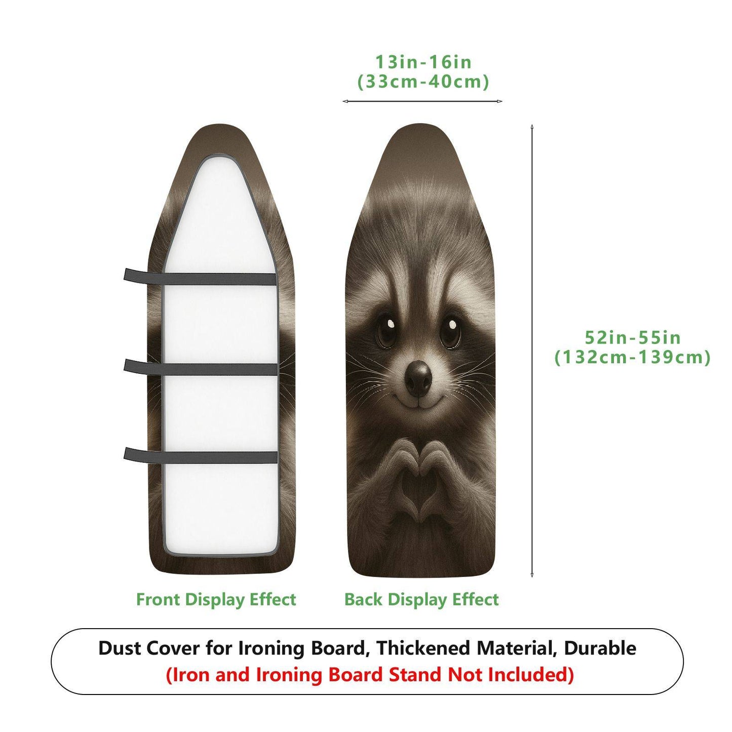 1-Piece Raccoon Print Animal Art Cute  Ironing Board Cover, Universal Size, Without Board