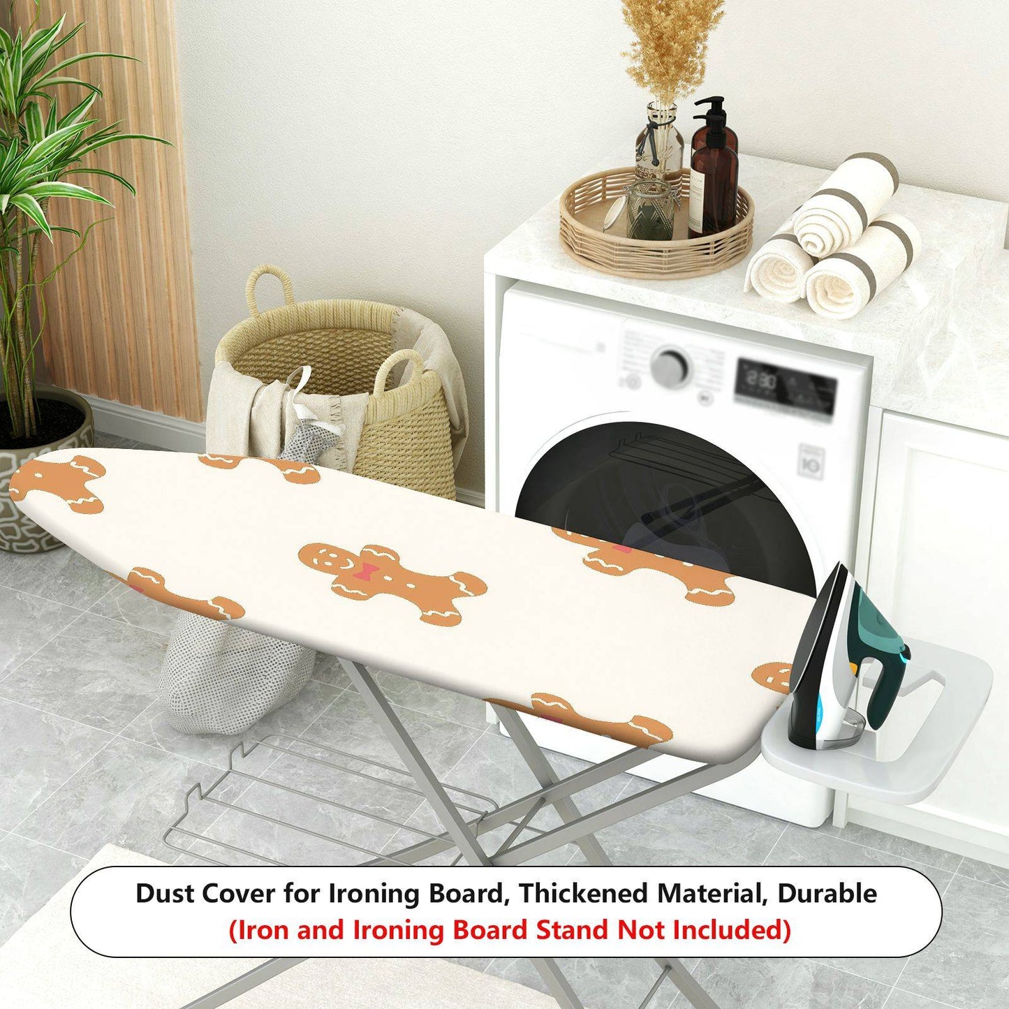 1-Piece Gingerbread Cookie Festive Holiday Christmas  Ironing Board Cover, Universal Size, Without Board