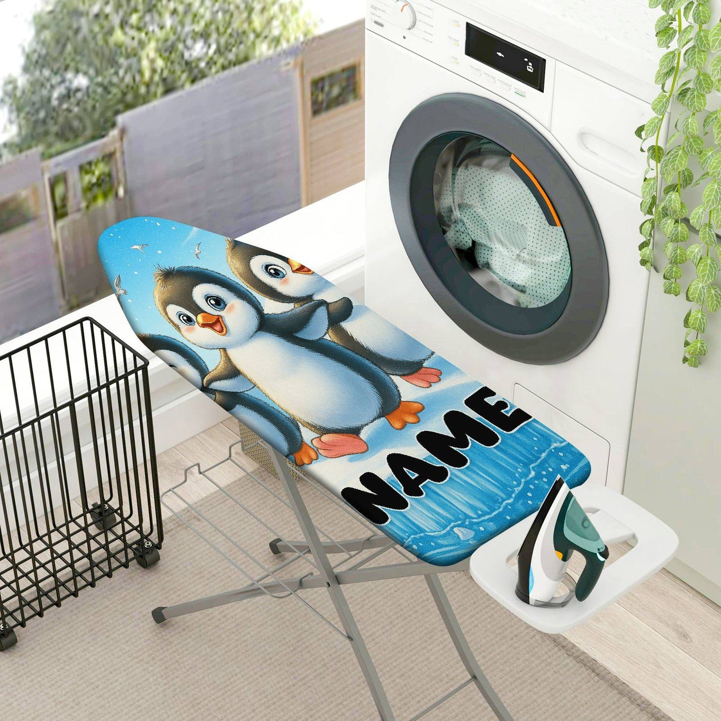 1-Piece Penguin  Fun  Ironing Board Cover, Universal Size, Without Board