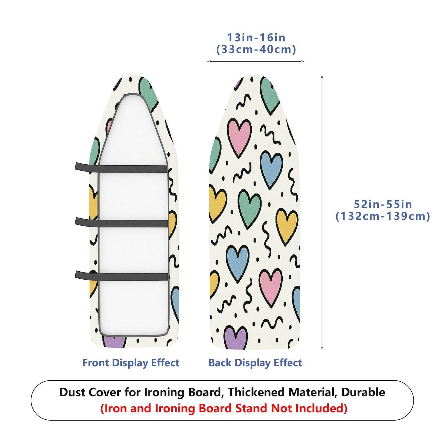 1-Piece Colorful Heart Pattern Decorative Cute  Ironing Board Cover, Universal Size, Without Board