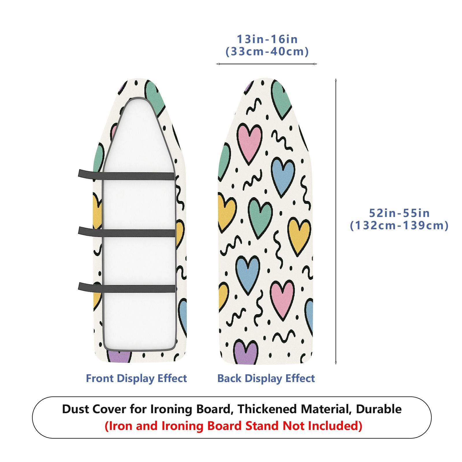 1-Piece Colorful Heart Pattern Decorative Cute  Ironing Board Cover, Universal Size, Without Board