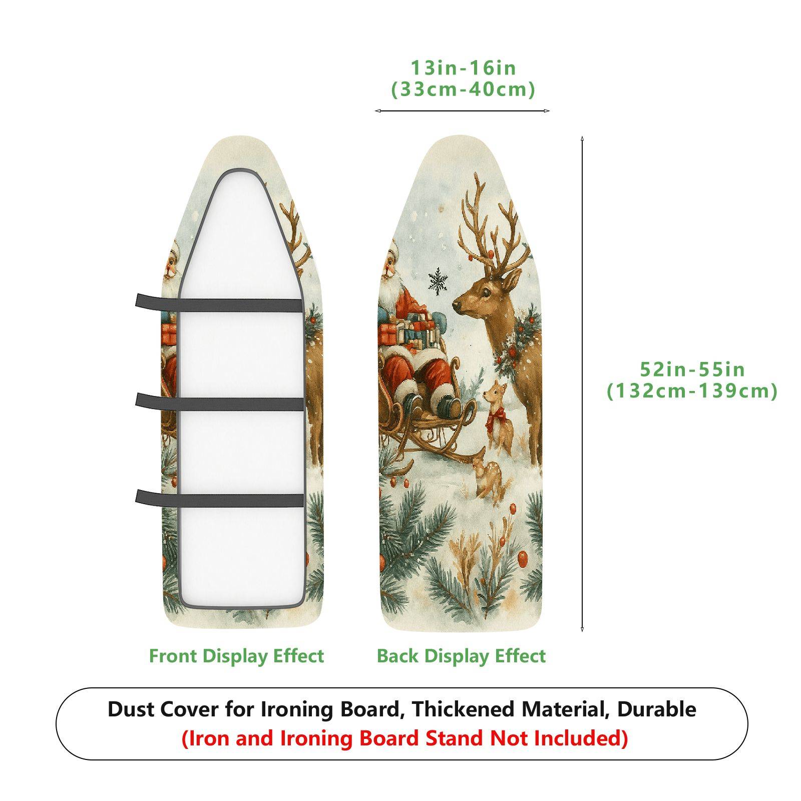 1-Piece Christmas Santa Reindeer  Ironing Board Cover, Universal Size, Without Board