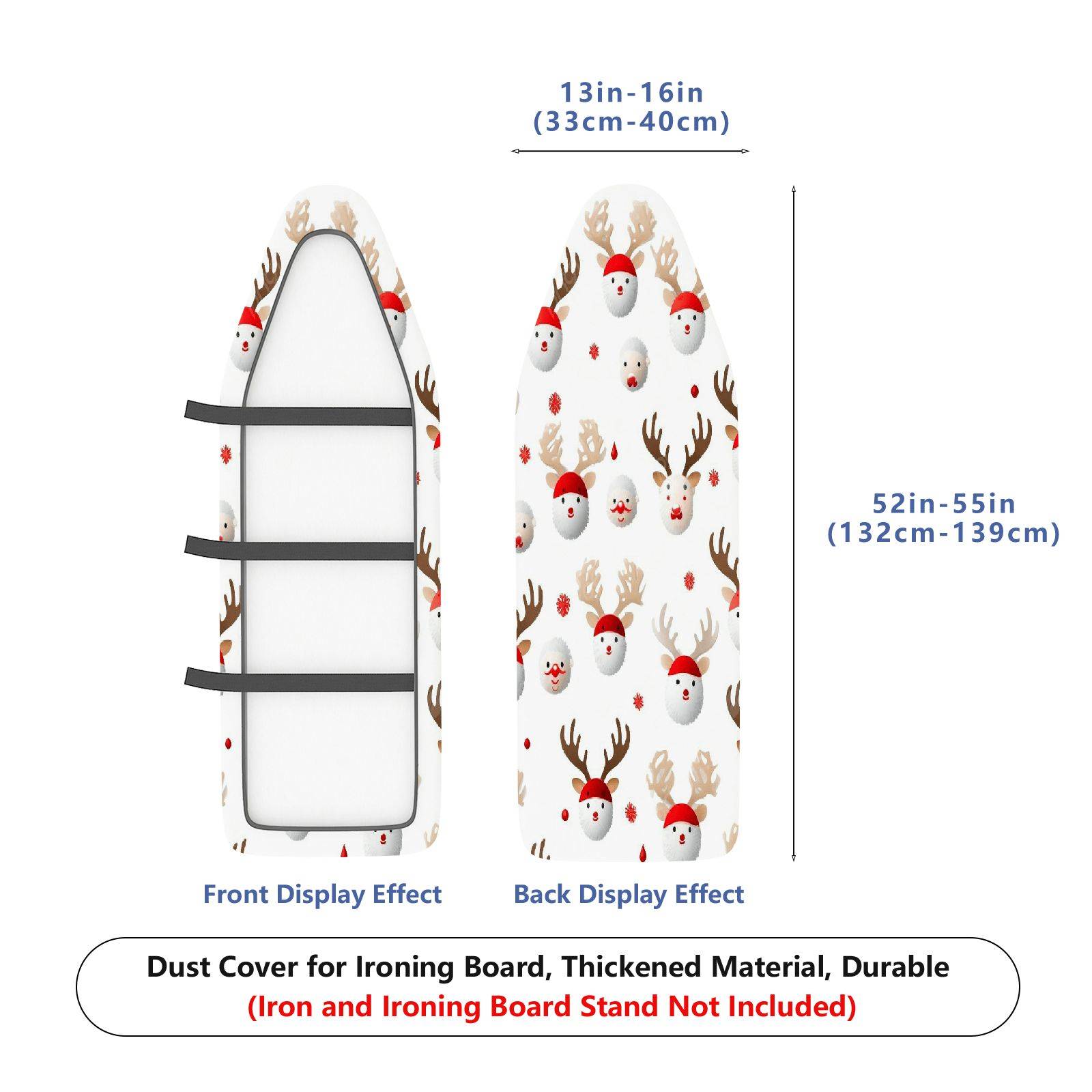 1-Piece Santa Reindeer Christmas  Ironing Board Cover, Universal Size, Without Board